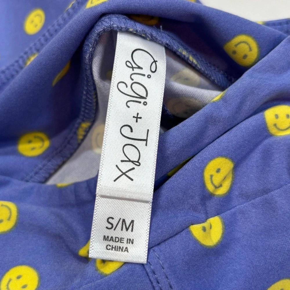 LuLaRoe Girls Leggings S/M Blue Periwinkle‎ Smiley Gigi & Jax Kids Size 2-8 NWT